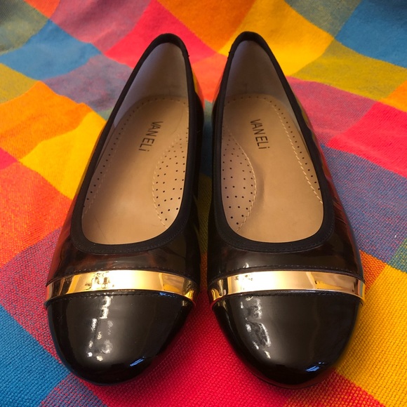 Vaneli Patent Sebelie flat Sz 8 Blk/Gold/Tortoise - Picture 2 of 6